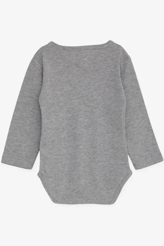 Baby Boy Snapsuit Teddy Bear Print 9M-3Y, Dark Gray Melange - 2