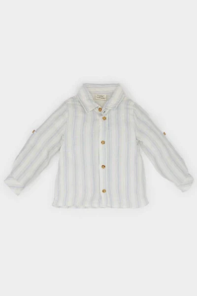 Baby Boy Striped Long Sleeve Shirt Light Blue - DEFACTO