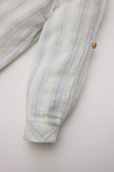 Baby Boy Striped Long Sleeve Shirt Light Blue - 3