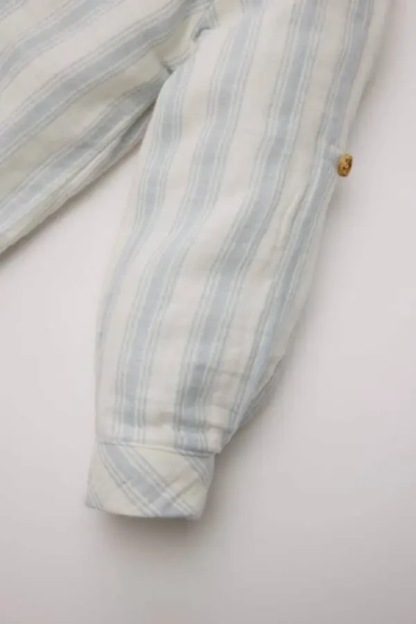 Baby Boy Striped Long Sleeve Shirt Light Blue - 3