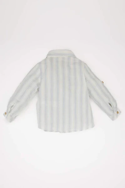 Baby Boy Striped Long Sleeve Shirt Light Blue - 4