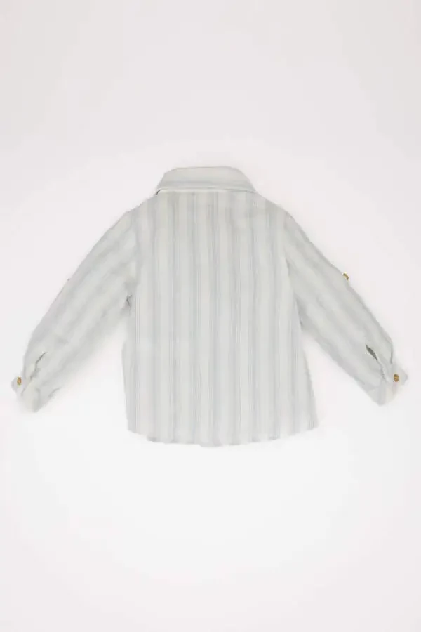 Baby Boy Striped Long Sleeve Shirt Light Blue - 4