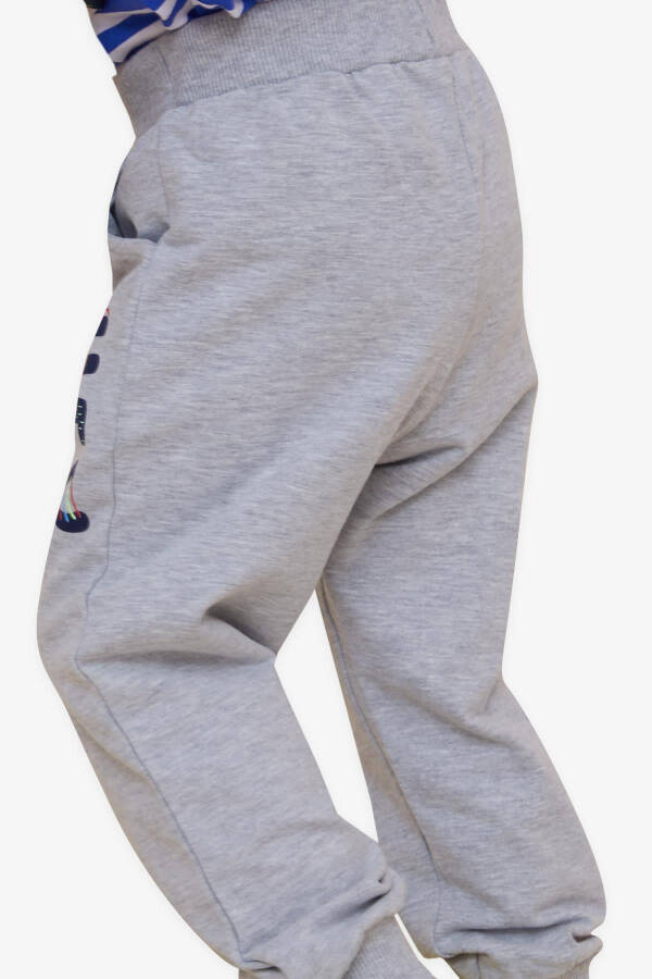 Baby Boy Sweatpants with Printed Pocket 9 Months-3 Years, Grey Melange - 10