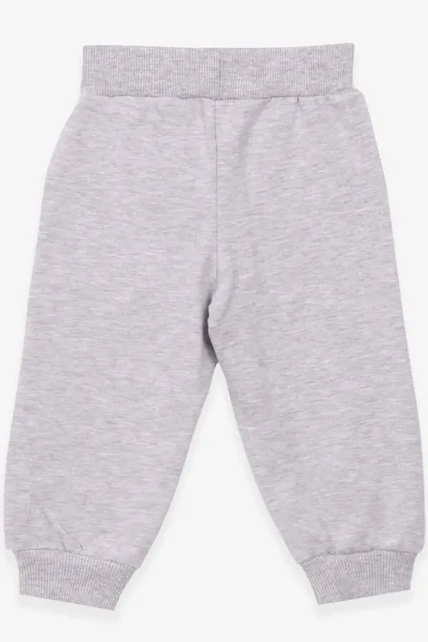 Baby Boy Sweatpants with Printed Pocket 9 Months-3 Years, Grey Melange - 14