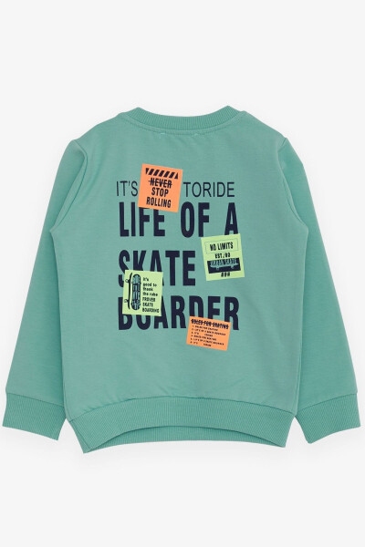 Baby Boy Sweatshirt with Skateboard Print, 9 Months - 3 Years, Mint Green - 6