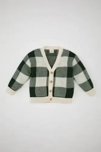 Baby Boy V-Neck Plaid Cardigan A3836A524AU - 1