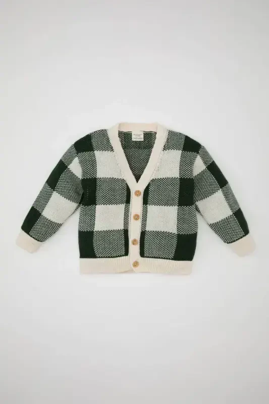 Baby Boy V-Neck Plaid Cardigan A3836A524AU - 1