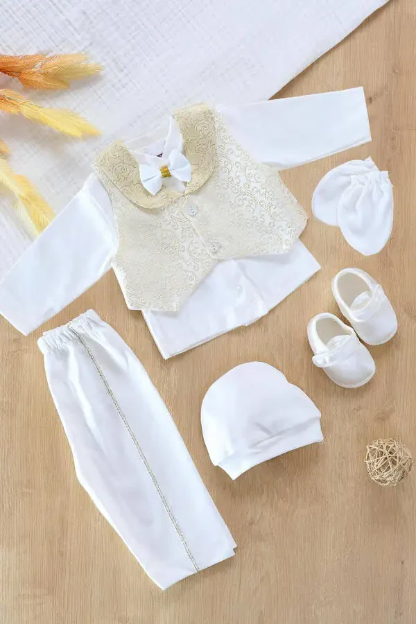 Baby Boy Vest and Bow Tie Mevlid Set Luxury Special Day and Mevlid Set 0 - 3 Months STL6518 - 1