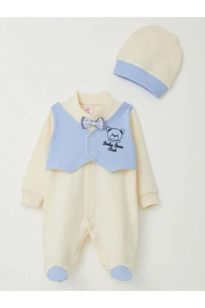 Baby Boy Vest Bow Tie Footed Romper - ZEKIDS