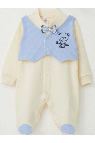 Baby Boy Vest Bow Tie Footed Romper - ZEKIDS (1)