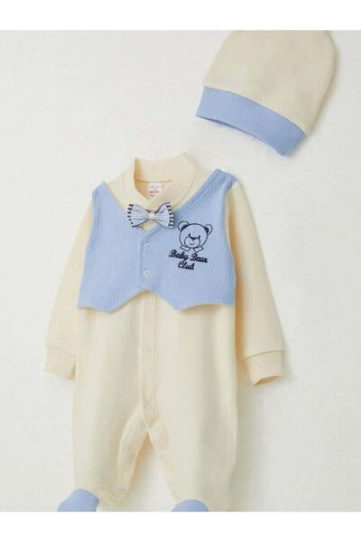 Baby Boy Vest Bow Tie Footed Romper - 3