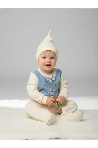 Baby Boy Vest Bow Tie Footed Romper - 4