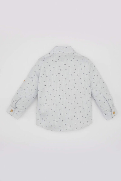 Baby Boy Voile Long Sleeve Printed Shirt Light Blue - 5