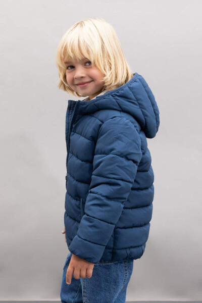 Baby Boy Water-Repellent Hooded Fleece Lined Jacket Indigo - 14