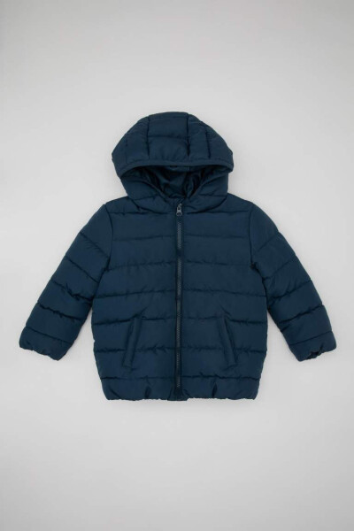 Baby Boy Water-Repellent Hooded Fleece Lined Jacket Indigo - 16