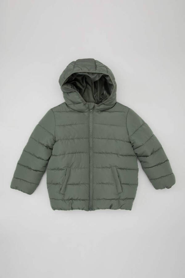 Baby Boy Water Repellent Hooded Fleece Lined Jacket Light Green - 19