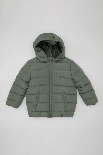 Baby Boy Water Repellent Hooded Fleece Lined Jacket Light Green - 14