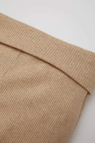 Baby Boys 3-Piece Set Ribbed Turtleneck Snap-Closure Short Sleeve Bodysuit Bottom Scarf-Beige Melange - 6