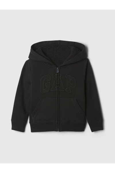 Baby Boys Black Gap Logo Zip-Up Fleece Sherpa Sweatshirt - 4