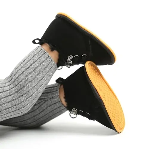 Baby Boys Girls Booties Fleece Anti-Slip Soft Sole Boots Toddler First Walker Warm Shoes - 4