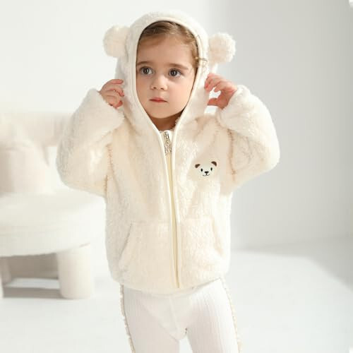 Baby Boys Girls Fleece Jackets Zip Up Hoodies Cute Bear Coats Fall Winter Fuzzy Jacket Newborn Boys Girls Outwear - 2