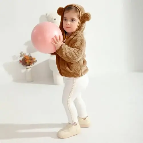 Baby Boys Girls Fleece Jackets Zip Up Hoodies Cute Bear Coats Fall Winter Fuzzy Jacket Newborn Boys Girls Outwear - 4