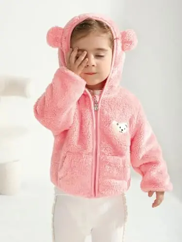 Baby Boys Girls Fleece Jackets Zip Up Hoodies Cute Bear Coats Fall Winter Fuzzy Jacket Newborn Boys Girls Outwear - BABY (1)
