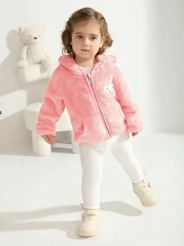 Baby Boys Girls Fleece Jackets Zip Up Hoodies Cute Bear Coats Fall Winter Fuzzy Jacket Newborn Boys Girls Outwear - 3
