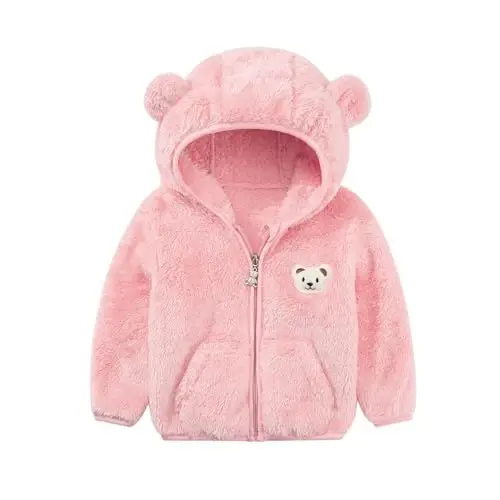 Baby Boys Girls Fleece Jackets Zip Up Hoodies Cute Bear Coats Fall Winter Fuzzy Jacket Newborn Boys Girls Outwear - BABY