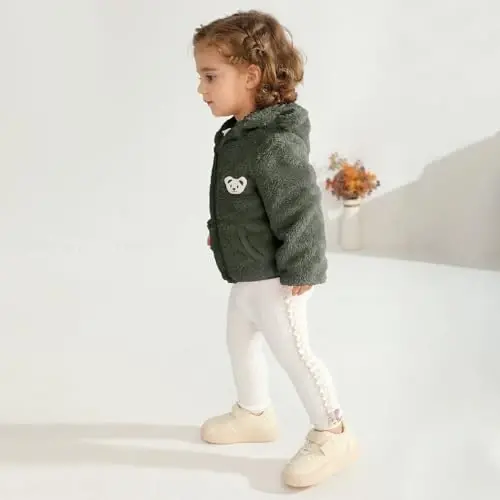 Baby Boys Girls Fleece Jackets Zip Up Hoodies Cute Bear Coats Fall Winter Fuzzy Jacket Newborn Boys Girls Outwear - 5