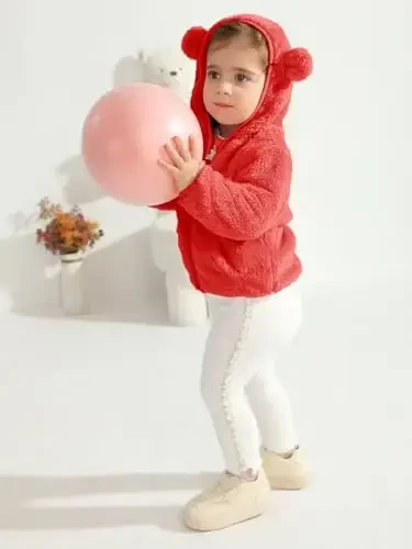 Baby Boys Girls Fleece Jackets Zip Up Hoodies Cute Bear Coats Fall Winter Fuzzy Jacket Newborn Boys Girls Outwear - 5
