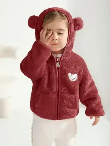 Baby Boys Girls Fleece Jackets Zip Up Hoodies Cute Bear Coats Fall Winter Fuzzy Jacket Newborn Boys Girls Outwear - BABY (1)
