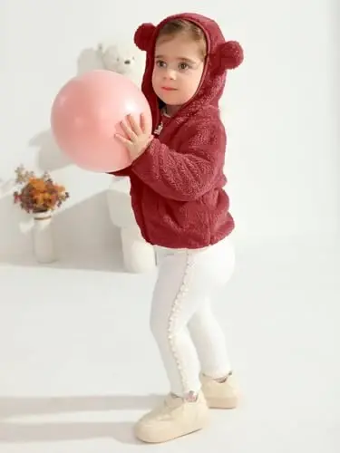 Baby Boys Girls Fleece Jackets Zip Up Hoodies Cute Bear Coats Fall Winter Fuzzy Jacket Newborn Boys Girls Outwear - 4