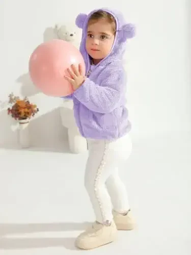 Baby Boys Girls Fleece Jackets Zip Up Hoodies Cute Bear Coats Fall Winter Fuzzy Jacket Newborn Boys Girls Outwear - 4