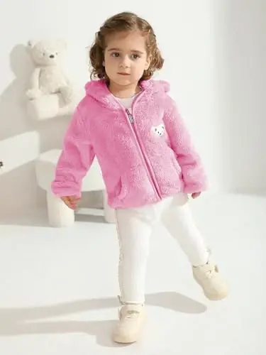 Baby Boys Girls Fleece Jackets Zip Up Hoodies Cute Bear Coats Fall Winter Fuzzy Jacket Newborn Boys Girls Outwear - 3