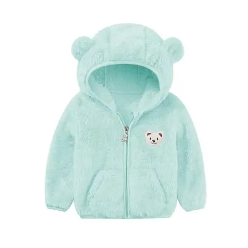 Baby Boys Girls Fleece Jackets Zip Up Hoodies Cute Bear Coats Fall Winter Fuzzy Jacket Newborn Boys Girls Outwear - 1