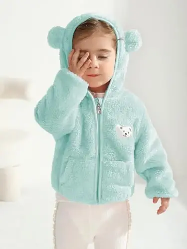Baby Boys Girls Fleece Jackets Zip Up Hoodies Cute Bear Coats Fall Winter Fuzzy Jacket Newborn Boys Girls Outwear - Baby (1)