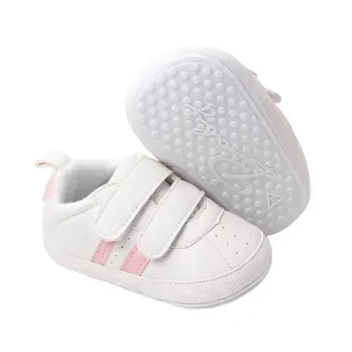 Baby Boys Girls Leather PRE-Walking Sneakers Toddler Anti-Slip Rubber Sole Infant Lightweight First Step Shoes 