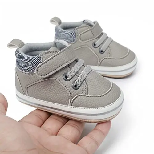 Baby Boys Girls Leather PRE-Walking Sneakers Toddler Anti-Slip Rubber Sole Infant Lightweight First Step Shoes - 3