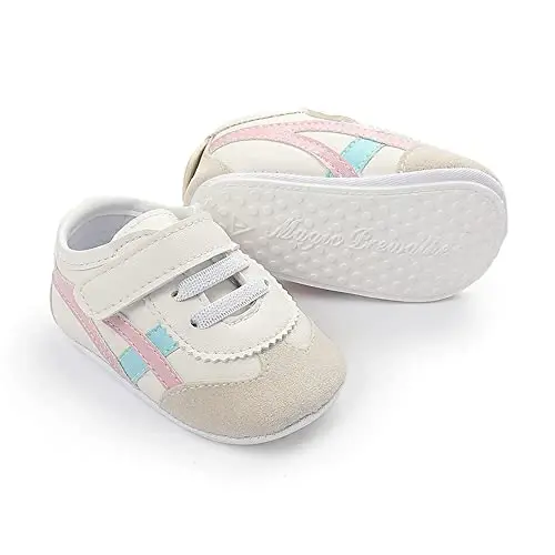 Baby Boys Girls Leather PRE-Walking Sneakers Toddler Anti-Slip Rubber Sole Infant Lightweight First Step Shoes - 3