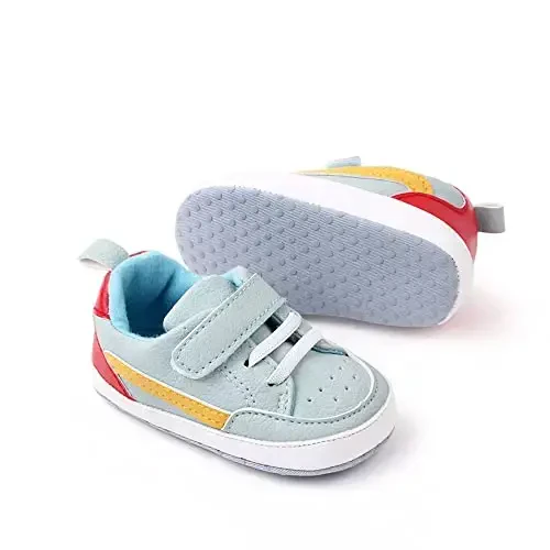 Baby Boys Girls Leather PRE-Walking Sneakers Toddler Anti-Slip Rubber Sole Infant Lightweight First Step Shoes - 3