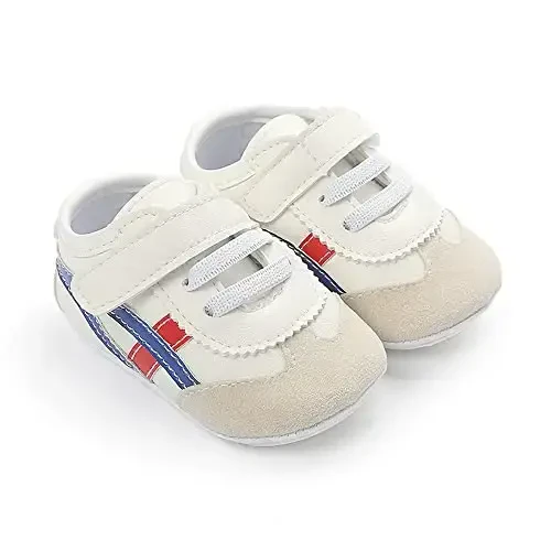 Baby Boys Girls Leather PRE-Walking Sneakers Toddler Anti-Slip Rubber Sole Infant Lightweight First Step Shoes - 3