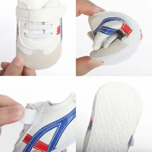 Baby Boys Girls Leather PRE-Walking Sneakers Toddler Anti-Slip Rubber Sole Infant Lightweight First Step Shoes - 5