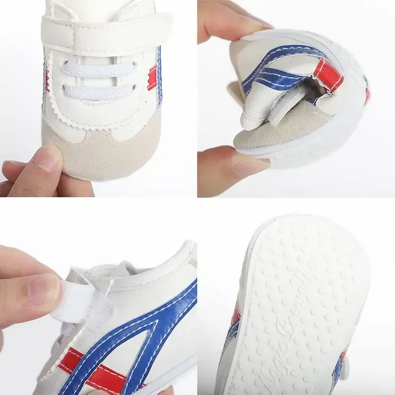 Baby Boys Girls Leather PRE-Walking Sneakers Toddler Anti-Slip Rubber Sole Infant Lightweight First Step Shoes - 5