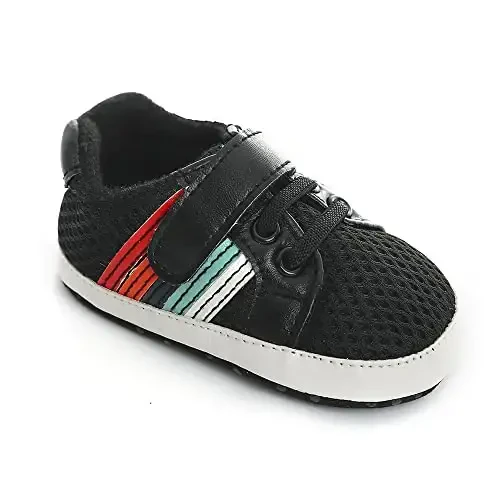 Baby Boys Girls Leather PRE-Walking Sneakers Toddler Anti-Slip Rubber Sole Infant Lightweight First Step Shoes - 5