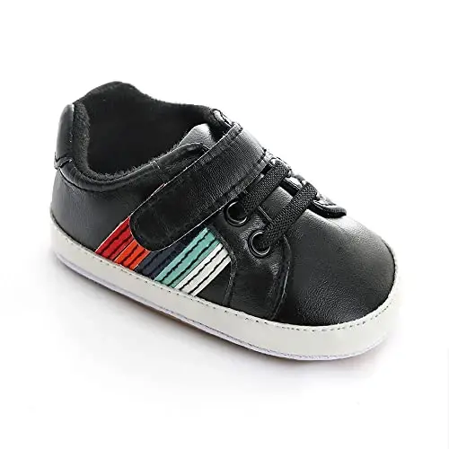Baby Boys Girls Leather PRE-Walking Sneakers Toddler Anti-Slip Rubber Sole Infant Lightweight First Step Shoes 