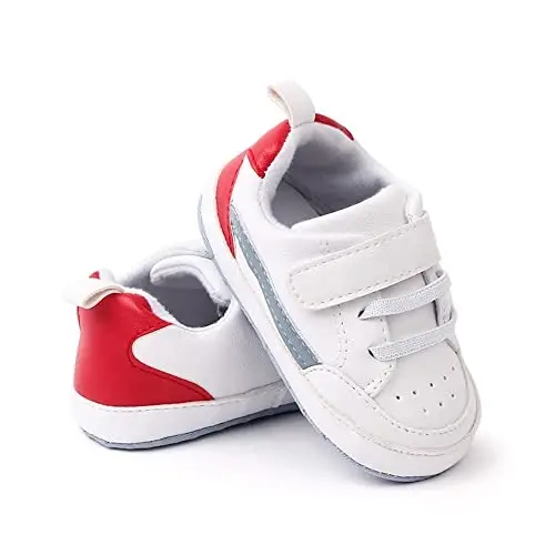 Baby Boys Girls Leather PRE-Walking Sneakers Toddler Anti-Slip Rubber Sole Infant Lightweight First Step Shoes - 3
