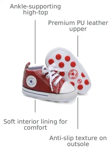 Baby Boys Girls Leather PRE-Walking Sneakers Toddler Anti-Slip Rubber Sole Infant Lightweight First Step Shoes - 3