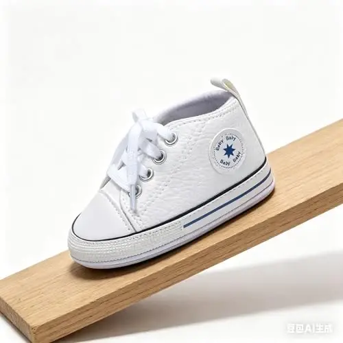 Baby Boys Girls Leather PRE-Walking Sneakers Toddler Anti-Slip Rubber Sole Infant Lightweight First Step Shoes - 6