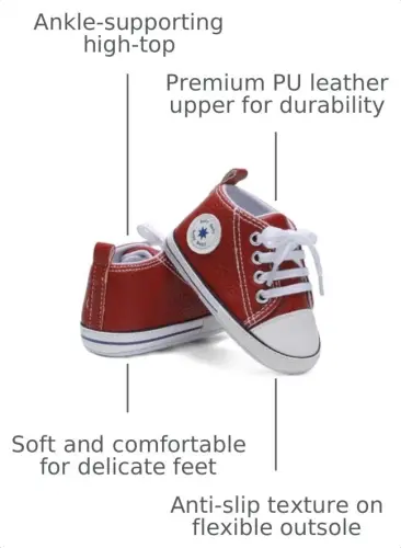 Baby Boys Girls Leather PRE-Walking Sneakers Toddler Anti-Slip Rubber Sole Infant Lightweight First Step Shoes - 3
